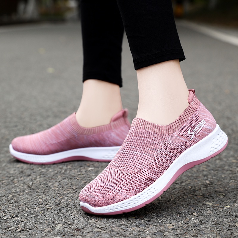 sepatu wanita import sneakers rajut sepatu olahraga jogging senam M1