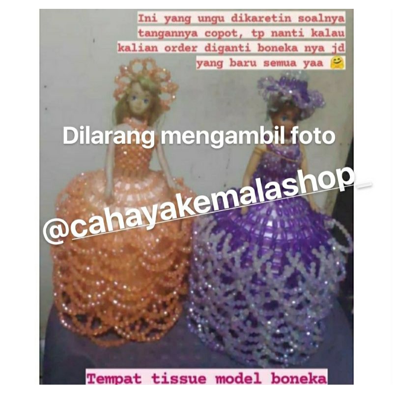 Kotak tisu mote akrilik / Kotak tisu orange / Kotak tisu ungu / Barbie