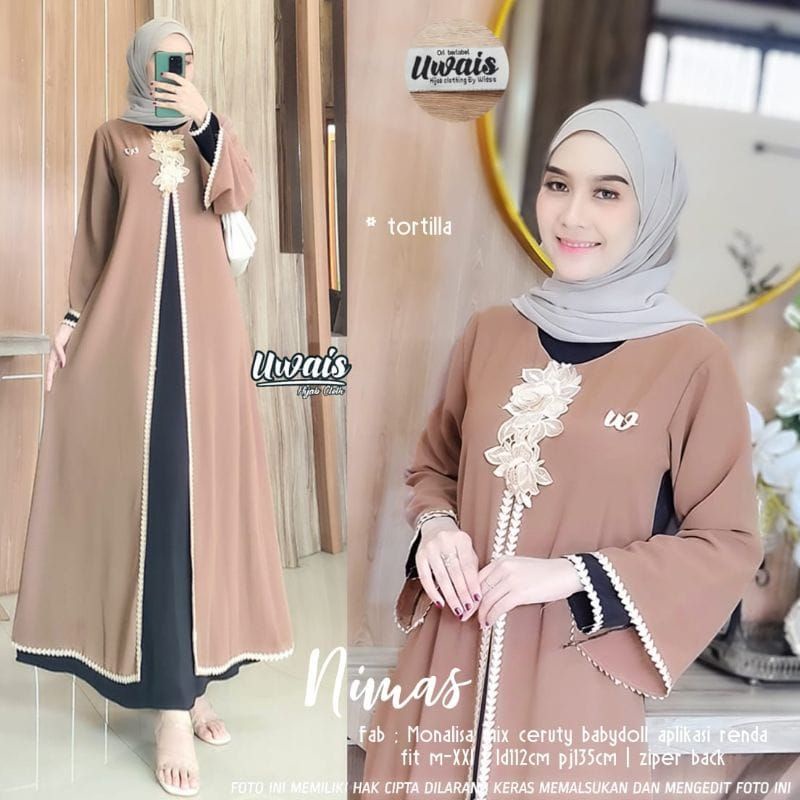 Gamis Nimas // gamis fariasi cardigan ceruty