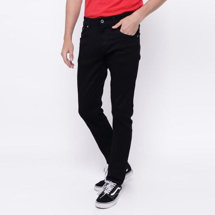 Edwin Celana Jeans 506-37-Black Slim Fit Pria Panjang Warna Hitam - Hitam, 28 High Quality