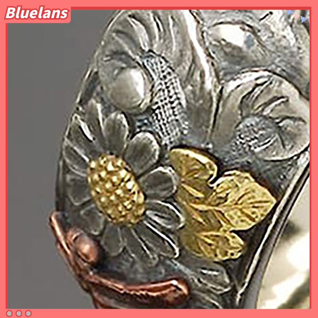 Bluelans Cincin Desain Capung Bunga Matahari Bahan Alloy Gaya Vintage Untuk Pesta