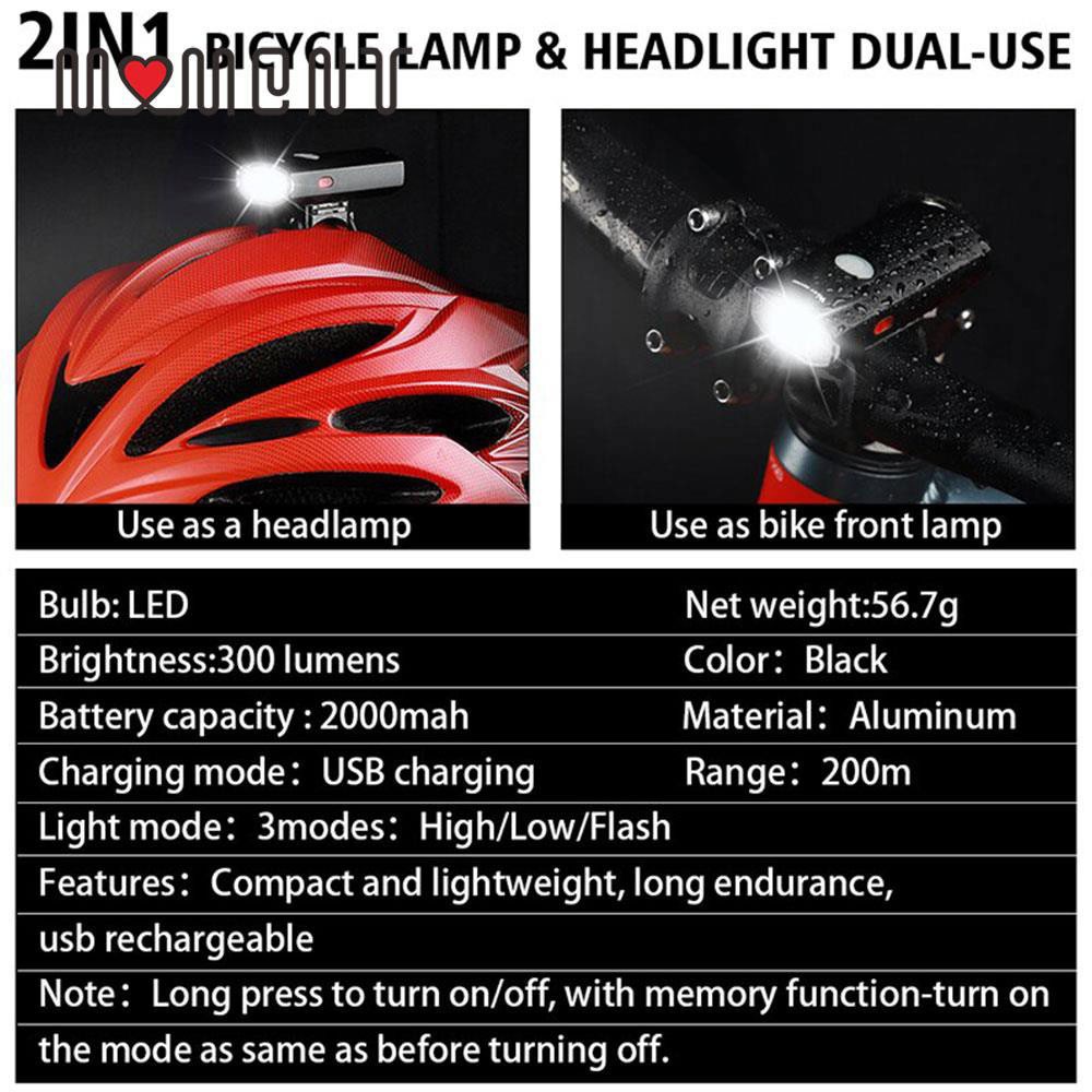 YGRETTE - UNIVERSAL BICYCLE LIGHT HELMET HELM BIKING Lampu Sepeda LED Rechargeable 300 Lumens