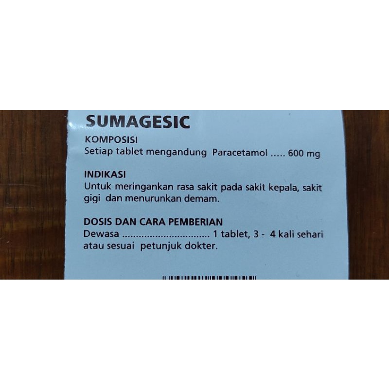 Sumagesic Paracetamol 600 Mg / 4 Tab / Penurun Panas / Sakit Kepala / Gigi / Nyeri / Mengigil