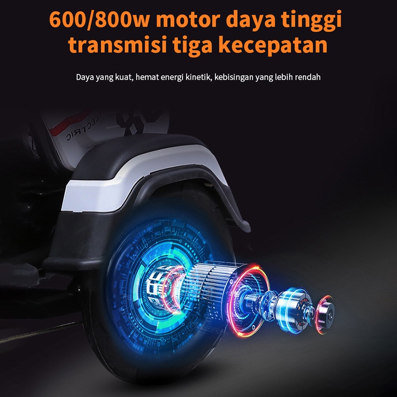 Sepeda motor listrik/sepeda listrik roda 3 /motor listrik roda 3/motor roda tiga/sepeda listrik  [48V 600W +12A Baterai  + Pengisi Daya Khusus] Muat 300KG  masa pakai baterai 40KM