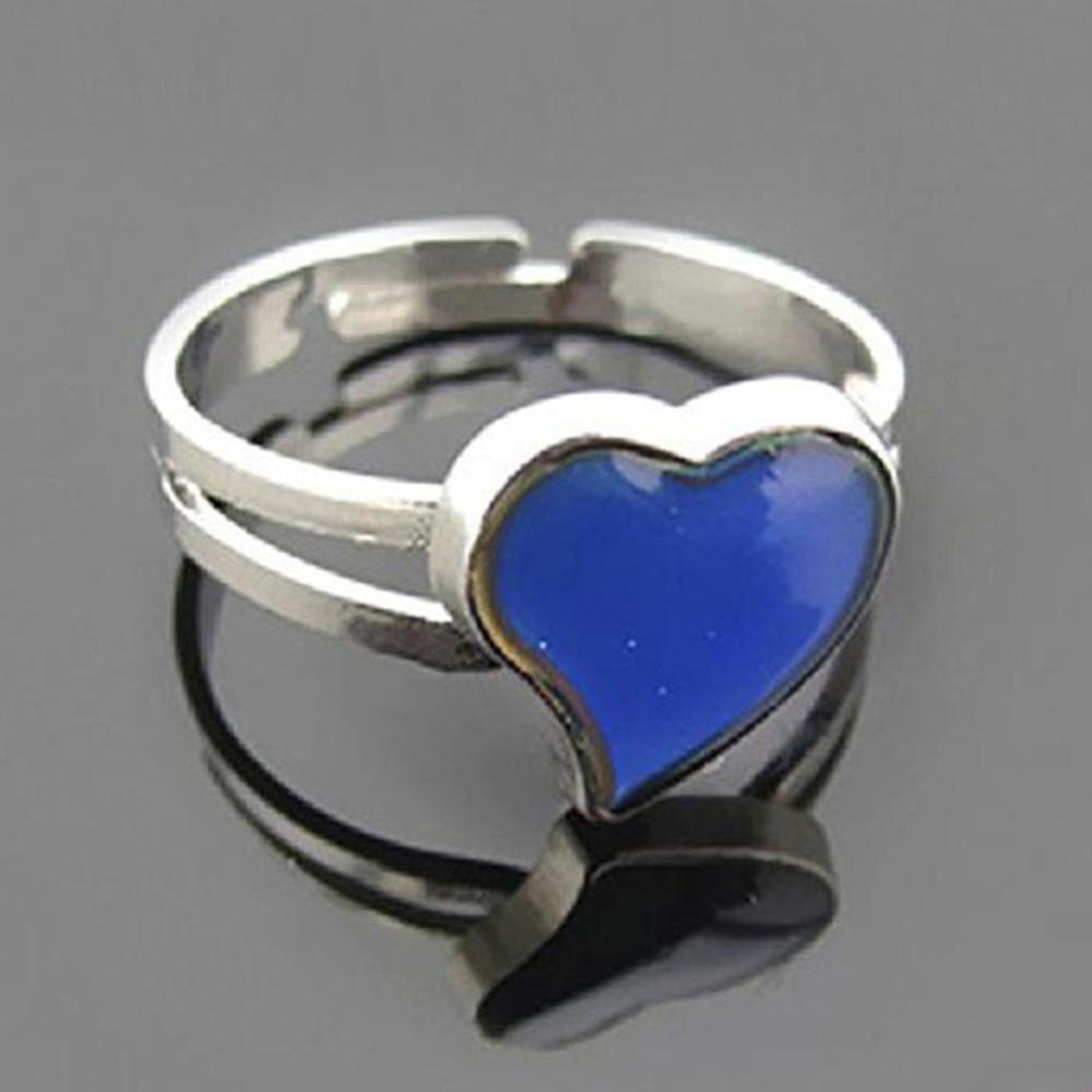 Timekey Cincin Lapis Silver Bentuk Hati Unik Dapat Berubah Warna Sesuai Mood A5K9