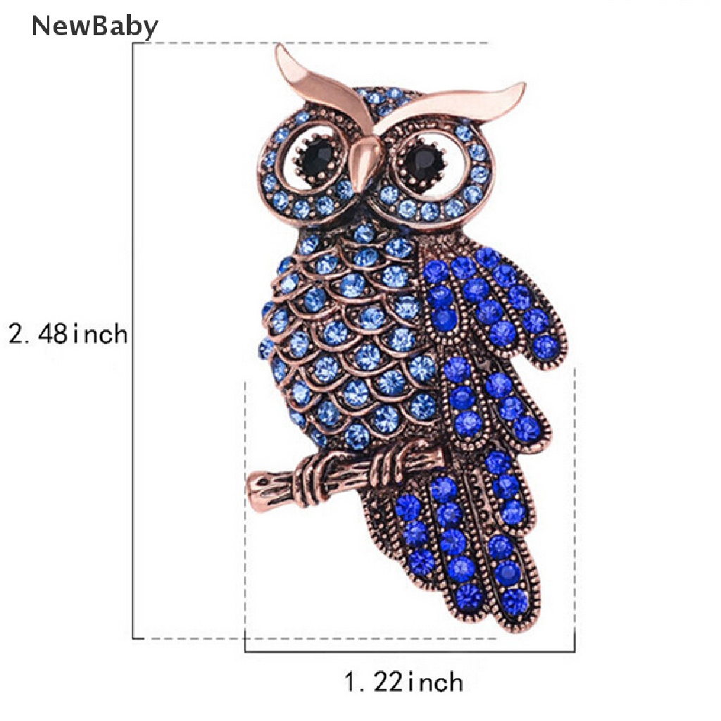 NewBaby Hot Bridal Owl Gold Pin Bouquet Vintage Blue Rhinestone Wedding Brooches ID