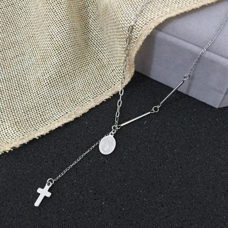 KALUNG MEDALI WASIAT ROSARIO BUNDA MARIA SALIB TITANIUM