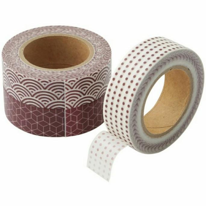 

MUJI - Masking Tape Set of 3pcs || Selotip - Red Batik ---Termurah---