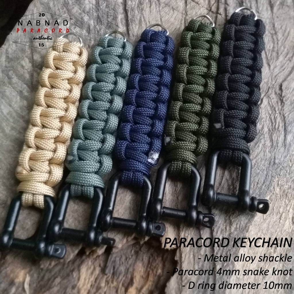 Thomgear Keychain Keyhanger Paracord 550 4mm Shackle Hitam Nabnad Paracord Indonesia