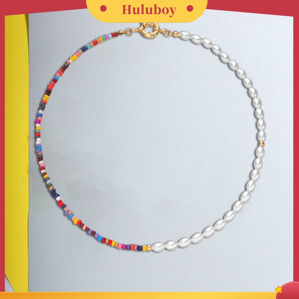 Hu Hu Hu Hu Hu Alat Bantu Pasang Kacamata♡ Kalung Choker Manik-Manik Mutiara Imitasi Handmade Warna-Warni Gaya Bohemian Untuk Wanita