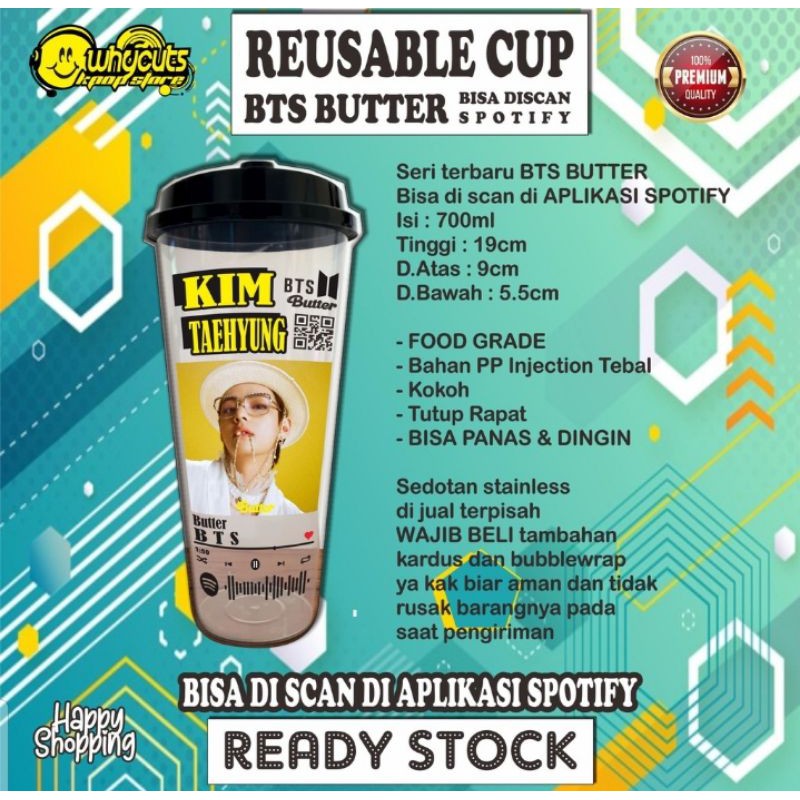 REUSABLE CUP BTS SCAN SPOTIFY NEW !! ( MHN BACA DESKRIPDI PRODUK )