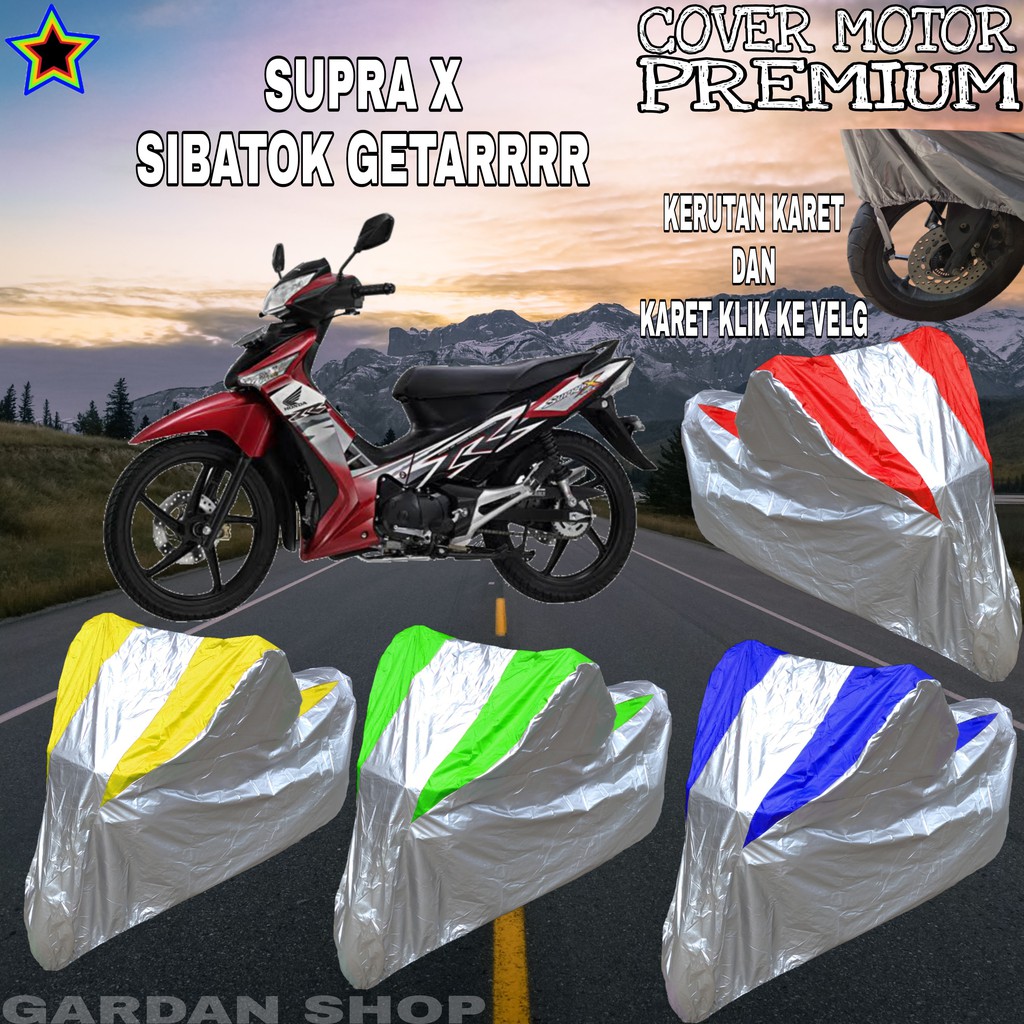 Sarung Motor SUPRA X Silver KOMBINASI Body Cover Supra PREMIUM