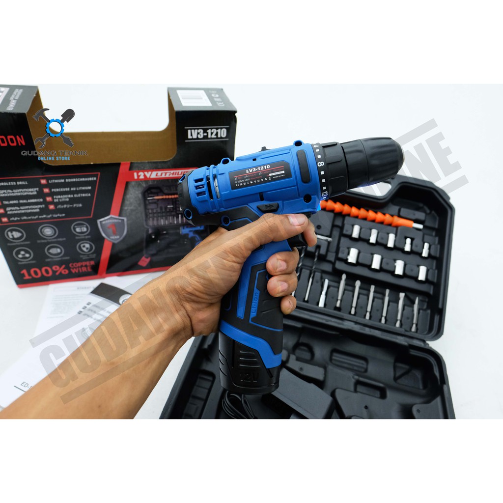 Bor Cordless Edon LV3 1210 / Mesin Bor Baterai Edon 12V Cordless Drill Edon 12 V LV3-1210