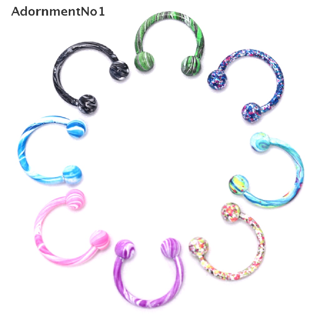 (AdornmentNo1) 8pcs / Set Cincin Tindik Hidung / Tubuh Bahan Baja Desain Sepatu Kuda Untuk Pria / Wanita