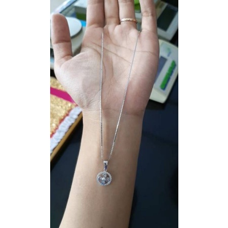 Kalung set liontin emas putih asli kadar 420