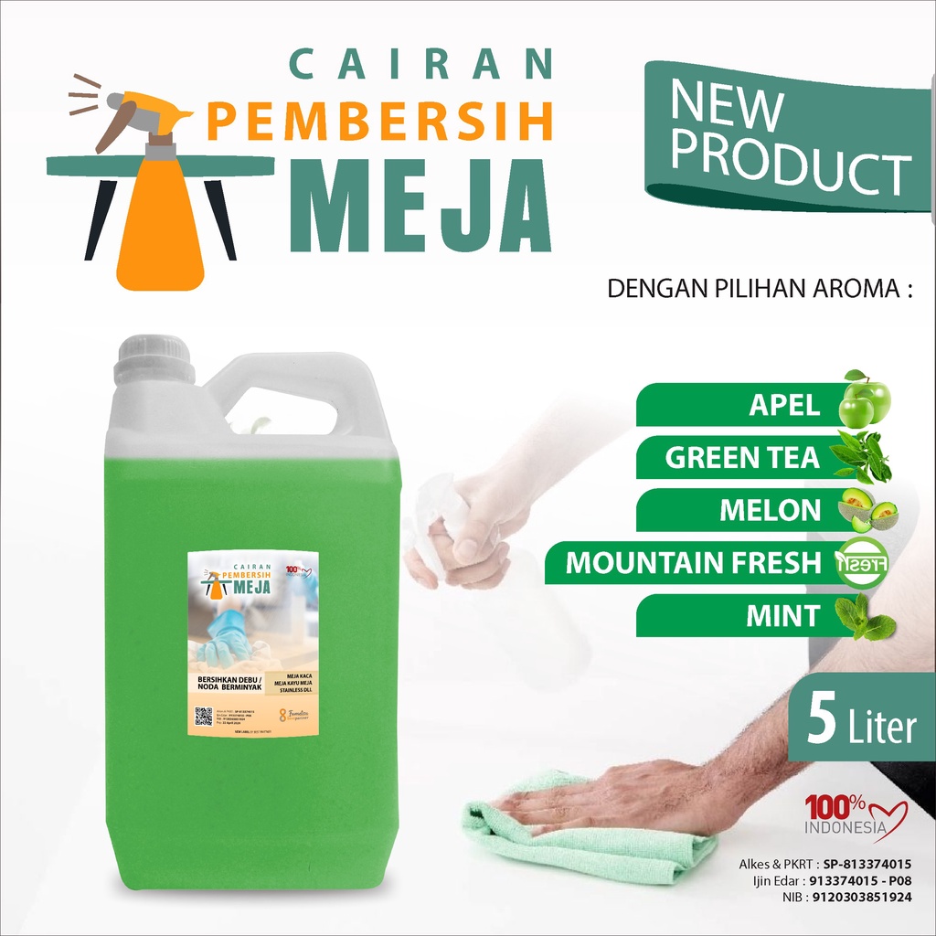 Cairan Pembersih Meja Aroma Segar Kemasaan 5 Liter Jerigen + Bubble Wrap