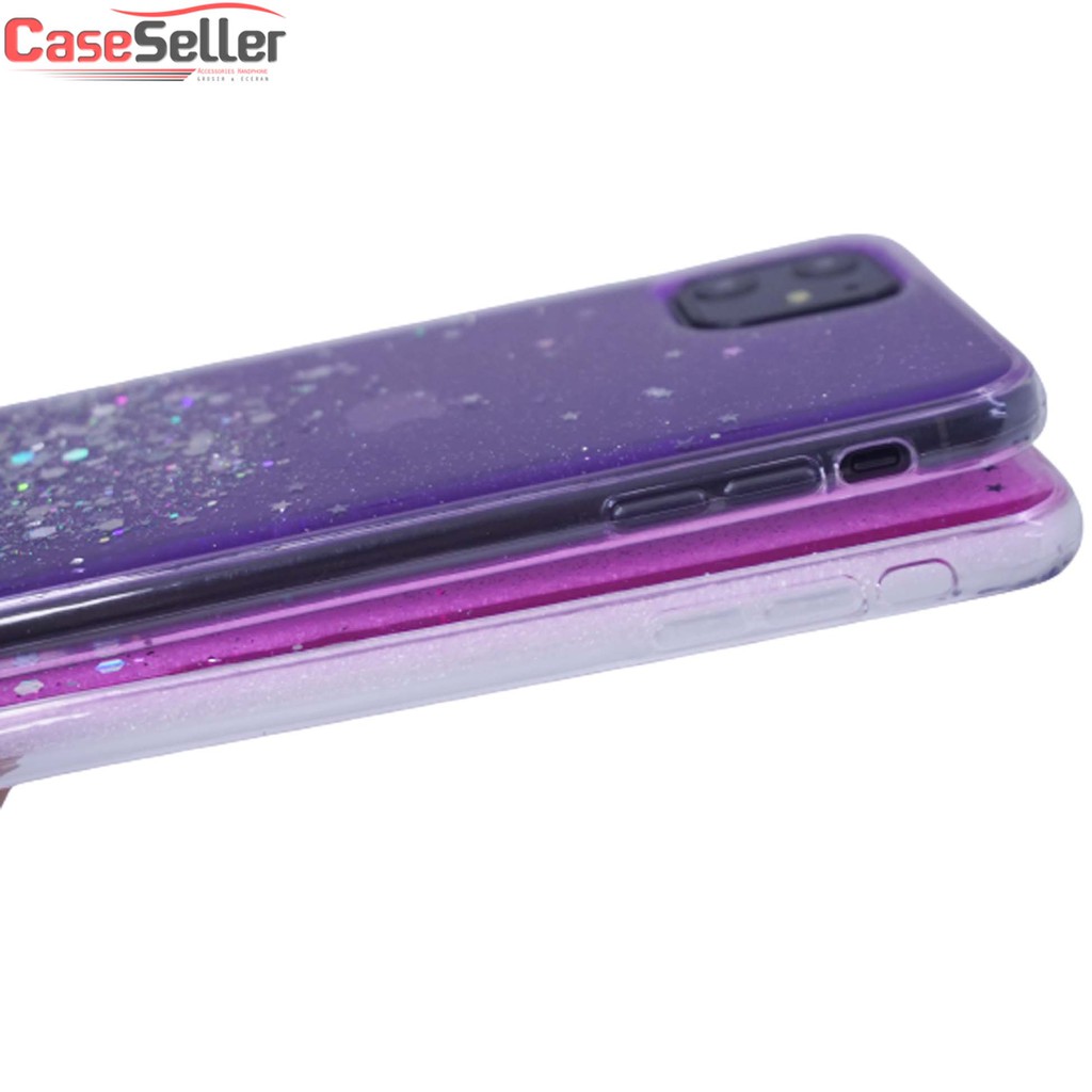 Oppo A33 2020 | A15 | A7/ A5S /A12 CaseSeller  Case Clear Glitter Plus Tali Silicone Softcase Jelly Motif