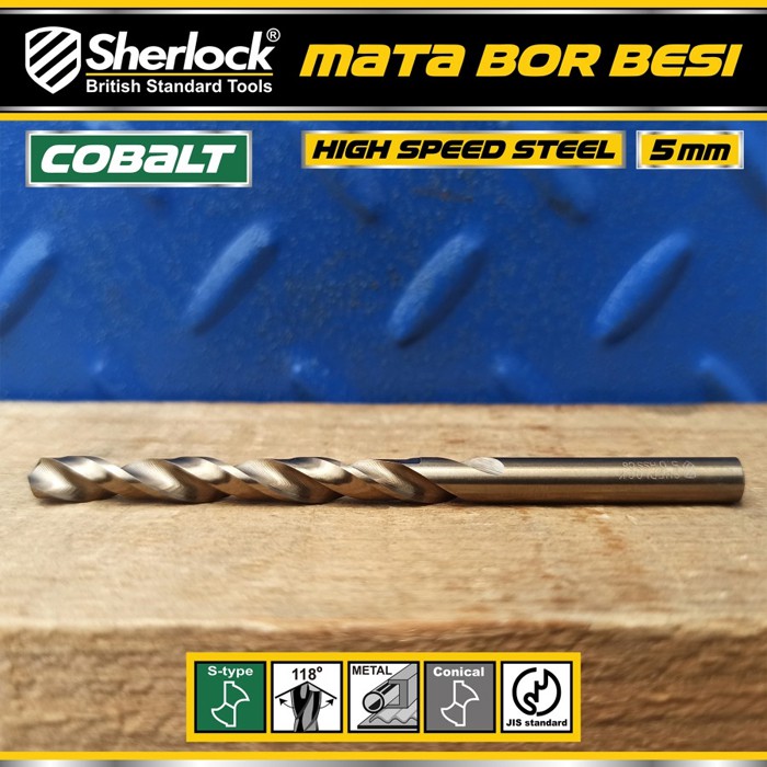 Mata Bor Besi 5 mm / Sherlock JIS Standard High Speed Steel Cobalt (1 Pcs)