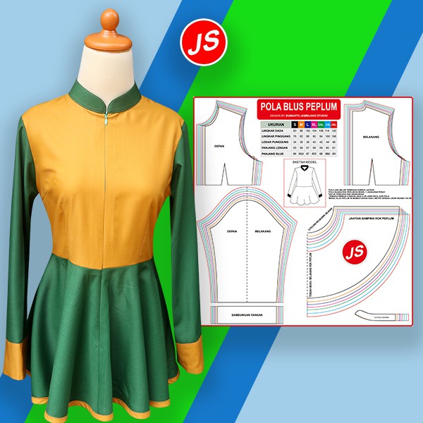  Pola  Jiplak Blus Peplum  Pola  Baju Jamblang Studio 