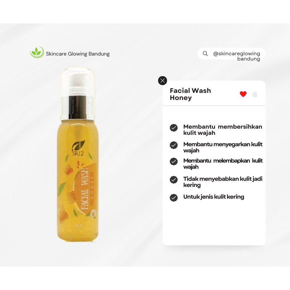 Facial Wash Honey SR12 Sabun Pembersih Wajah Aman Halal Natural Face Soap Sabun Wajah Skin Brightening Saop Glowing Face Wash