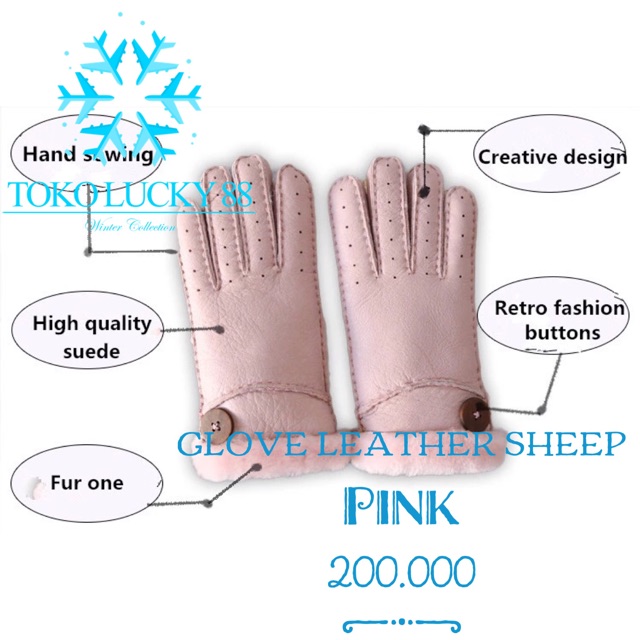 IMPORT MOLLAD Glove Leather Sheep Original Sarung Tangan Kulit bulu domba Glove Leather Woman Lamb Skin Fur