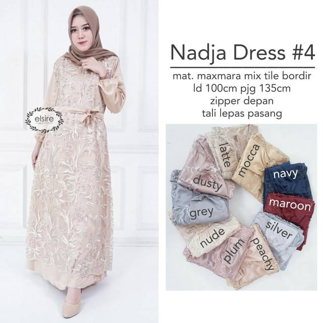 RHS ~ nadja gamis dress pesta tile border premium ori solo by elsire