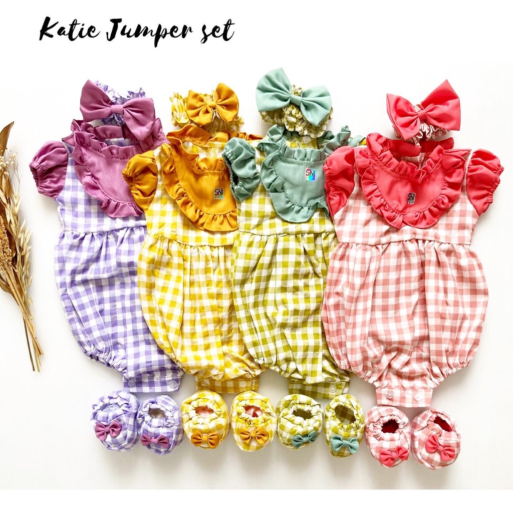 MELANIE / CLARA MICHA / TALITHA GIANNA EMMA CHERRY jumper bayi perempuan Baju setelan jumper rok bunga bandana sepatu pergi lucu fashion anak bayi-3