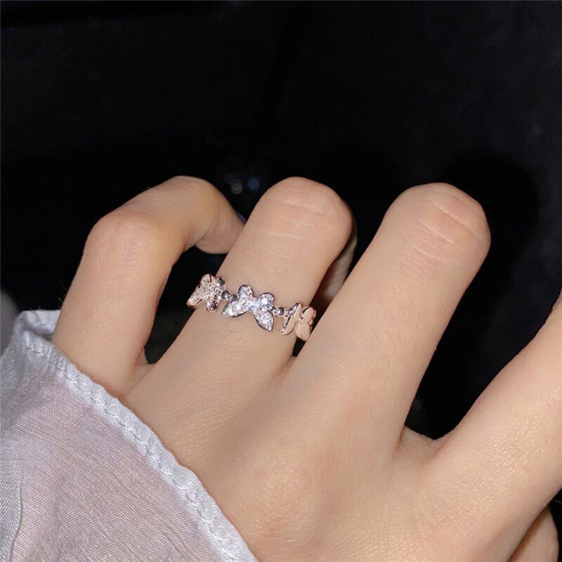 [ACKER] Peralatan Batu Elegan Cincin Kupu-kupu Logam Untuk Wanita