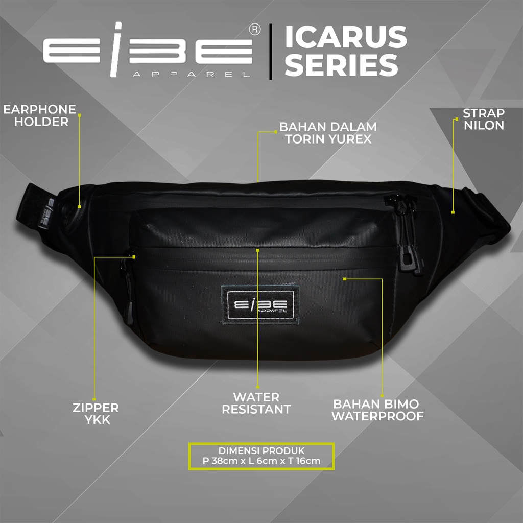 Waistbag tas pinggang waterproof tas selempang premium tas anti air eibe [ ICARUS ]