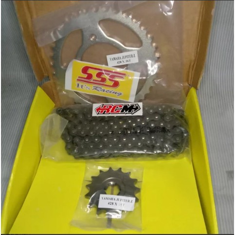 GEAR GER GIR SET CHAIN KIT JUPITER Z DPN UK 15 BLKNG 36 RANTAI 428 SB 104L HITAM ORI ORIGINAL SSS