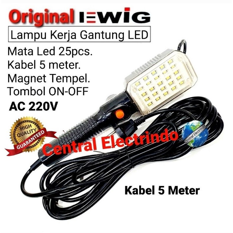 Lampu Kerja Gantung LED 5 Meter 220VAC EWIG.