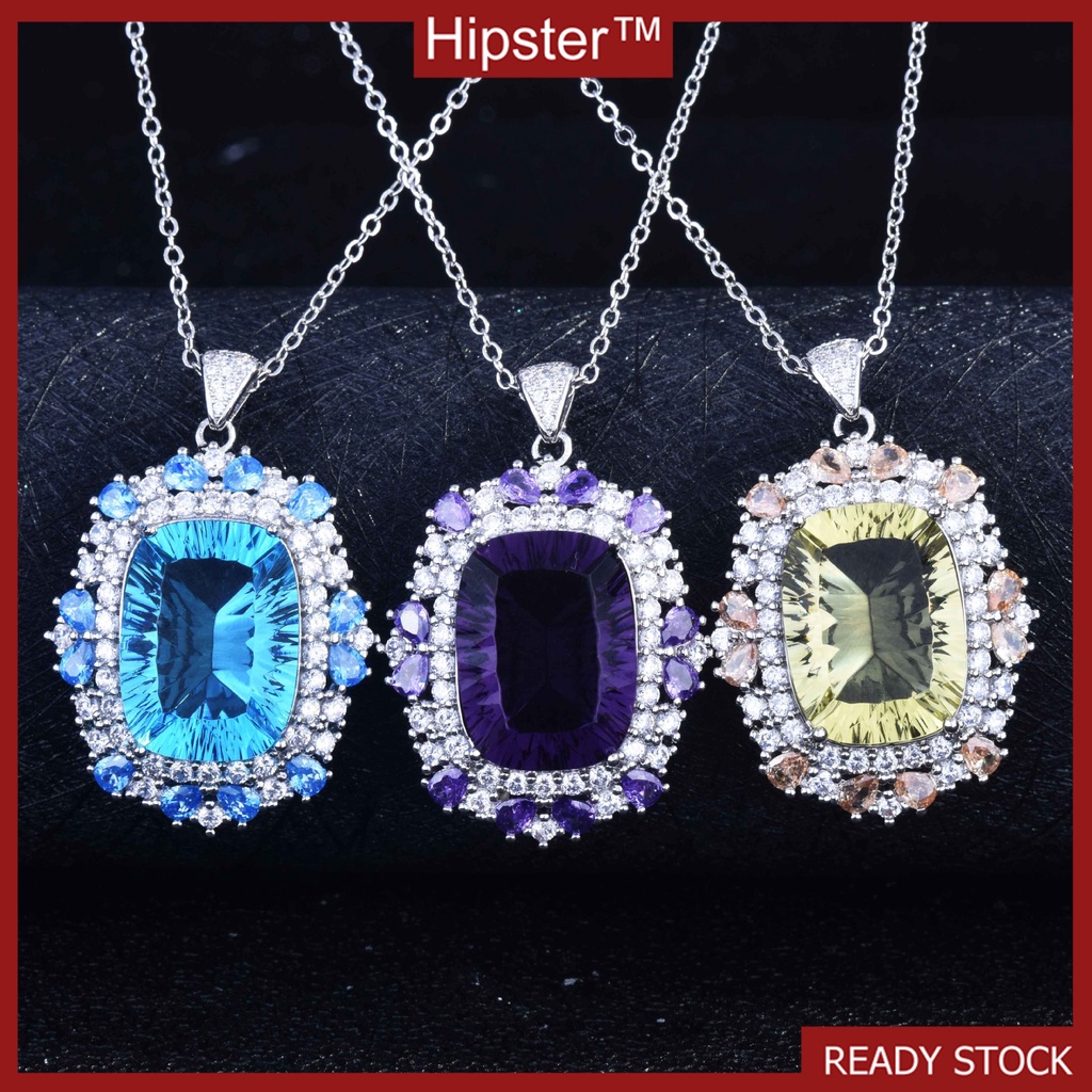 Premium Custom Luxury Natural Amethyst Diamond-Studded Necklace