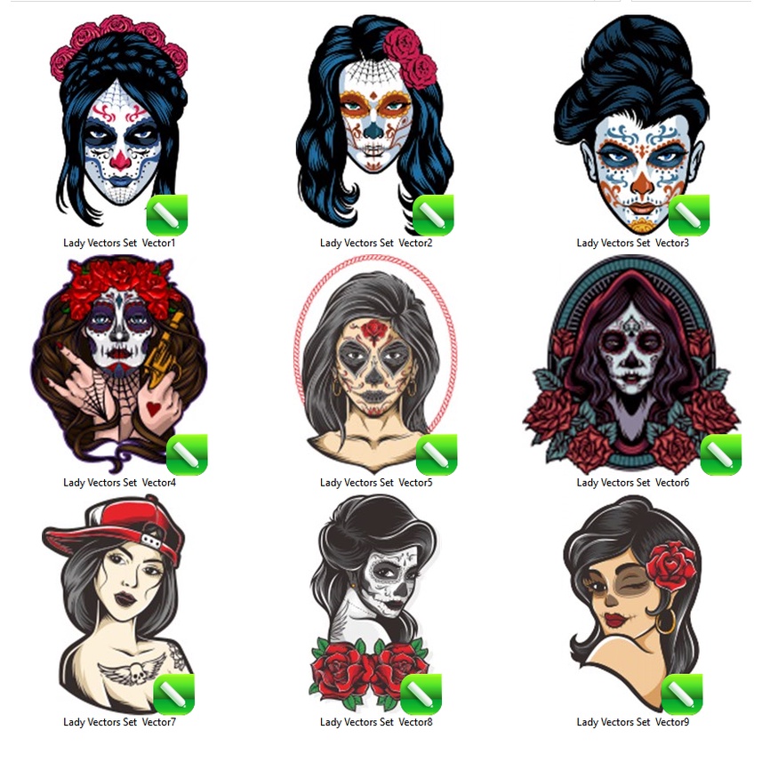 Lady Stickers Vectors Set For CorelDraw