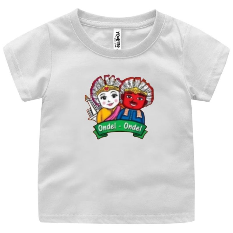 Baju Kaos Atasan Anak Dan remaja  Cowok Cewek/Fashion anak Kaos anak Laki laki Kaos anak perempun Motif Abang none (ondel ondel)