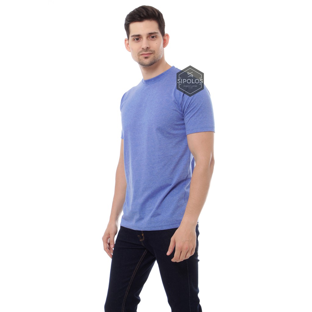  KAOS POLOS LIGHT BLUE TWOTONE MISTY LENGAN PENDEK 30S 