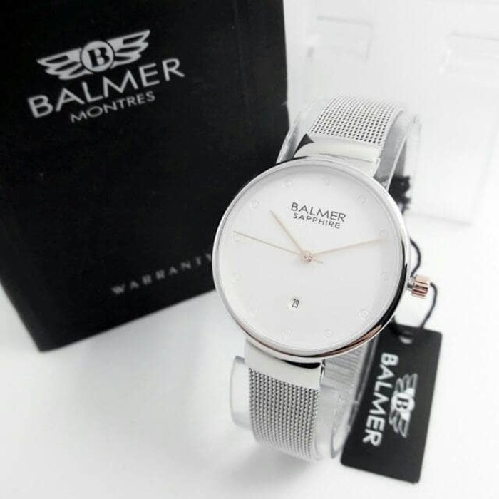 JAM TANGN BALMER WANITA CEWEK PEREMPUAN SILVER RANTAI TANGGAL ORIGINAL