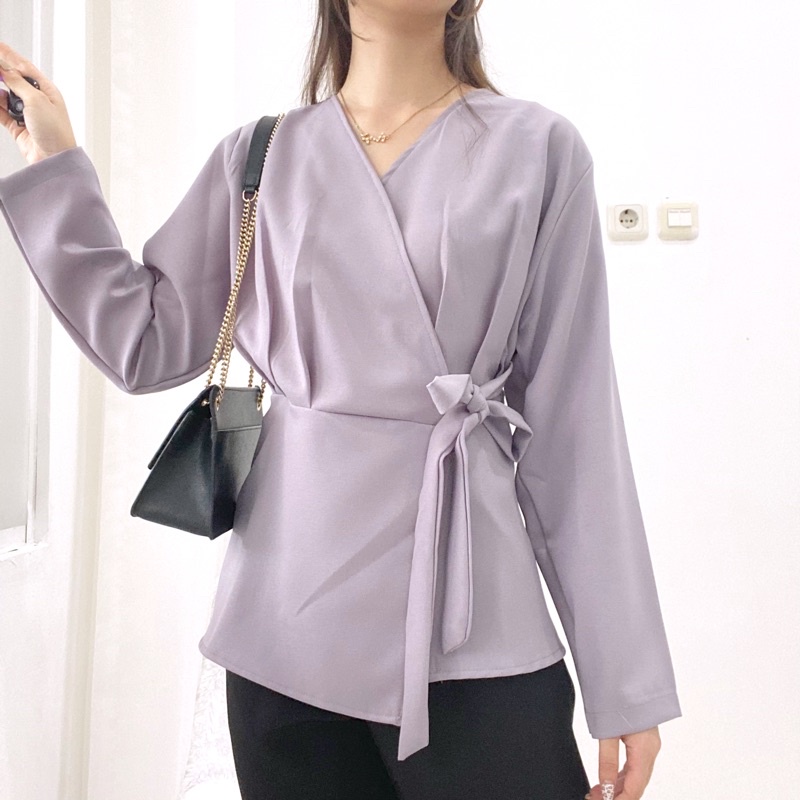 SAVINA Blouse Long Sleeve Atasan Hijab Kimono Wanita Korea 0314 119