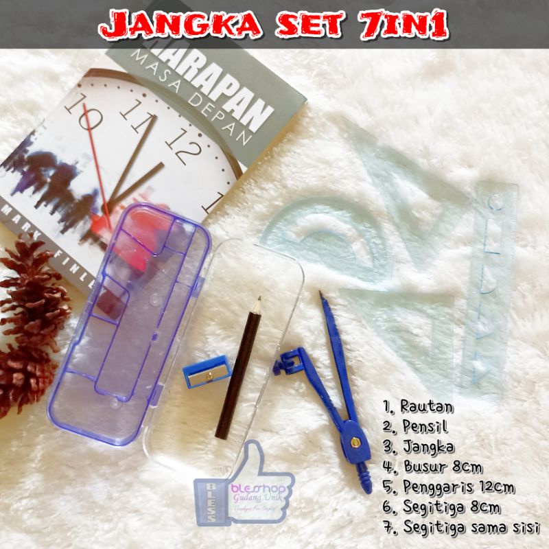 BLESSHOP Jangka Set Penggaris dan Busur | Set Jangka Murah