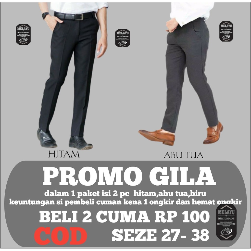 PROMO ISI 4 PC CELANA BAHAN | KERJA | FORMAL KANTOR | PANJANG | HITAM | DASAR PRIA SLIMFIT COD_