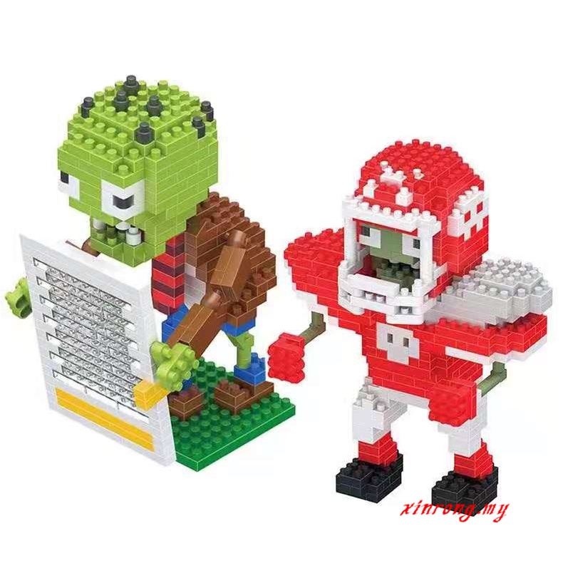 Mainan Puzzle Miniatur Balok Bangunan Lego Partikel Berlian Desain Plants Vs Zombies Untuk Anak