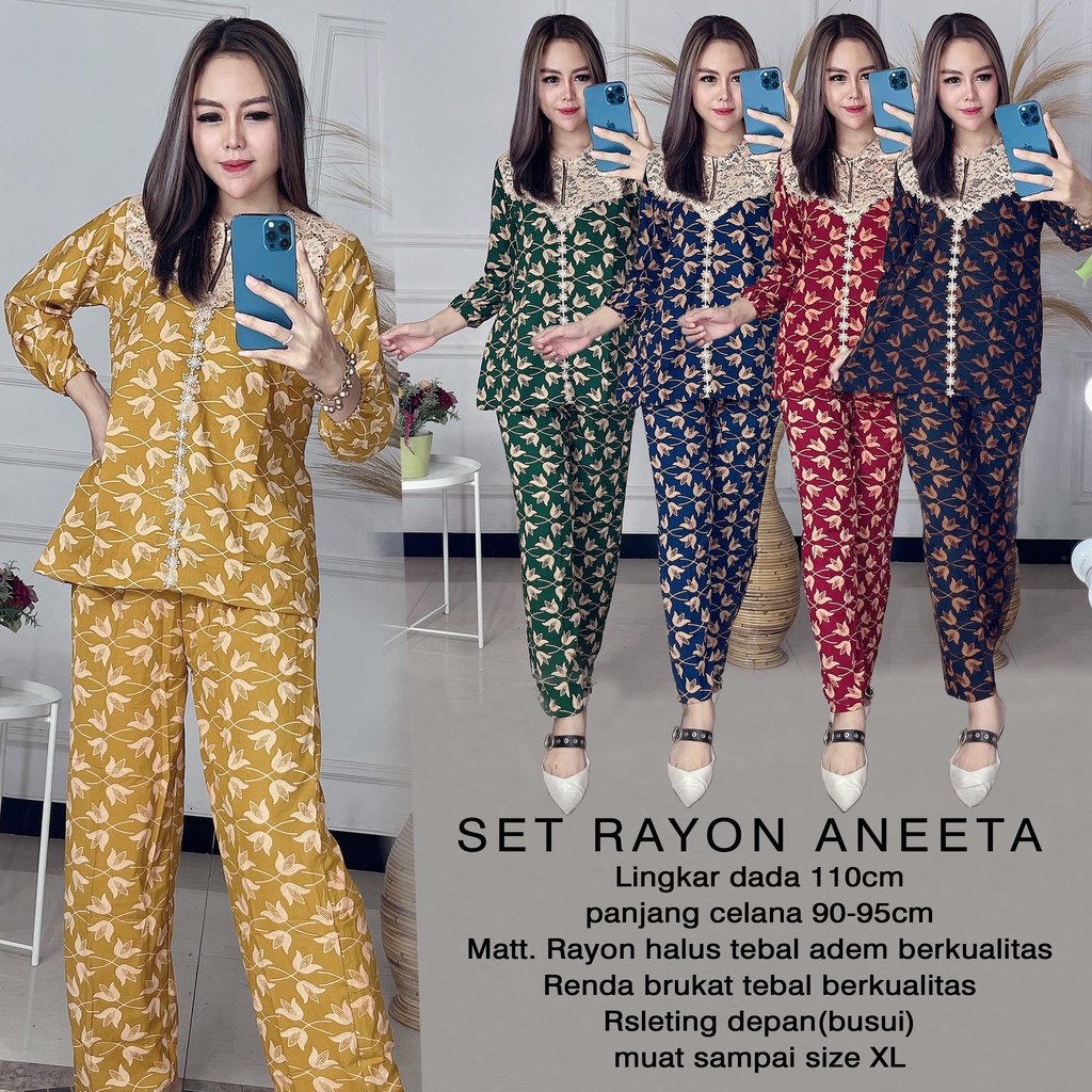 Setelan Wanita Daster Rayon Ft Brukat Terlaris Kekinian Daster Tidur Nyaman ONE SET