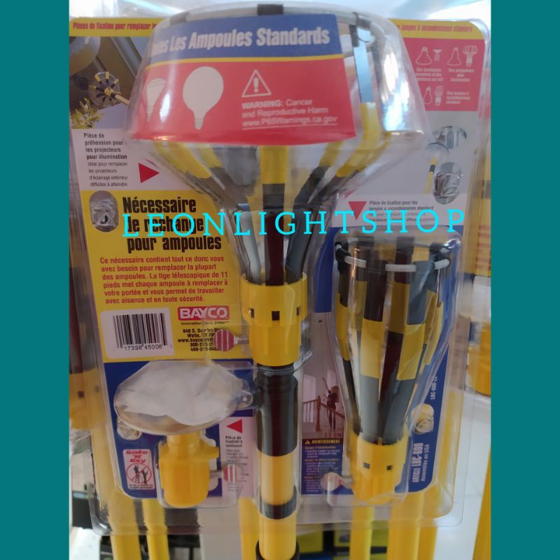 BAYCO SET TONGKAT PENGGANTI BOHLAM LAMPU ALUMINIUM/ACE LIGHT BULB CHANGER/TONGKAT MELEPASKAN LAMPU