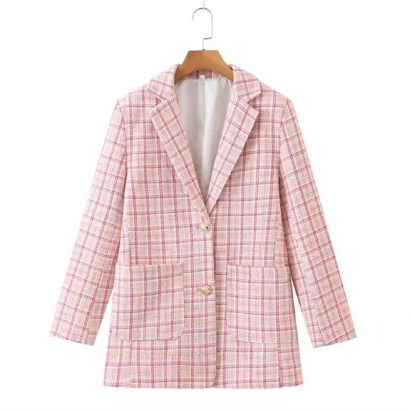 Pink tweed blazer