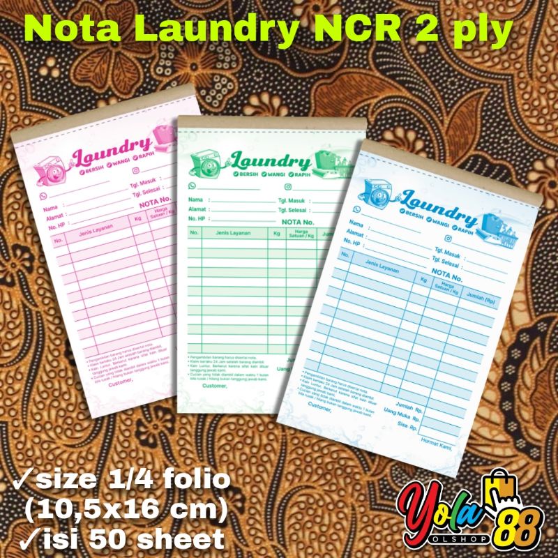 

NOTA LAUNDRY /NOTA NCR 2 PLY MURAH 1/4 FOLIO