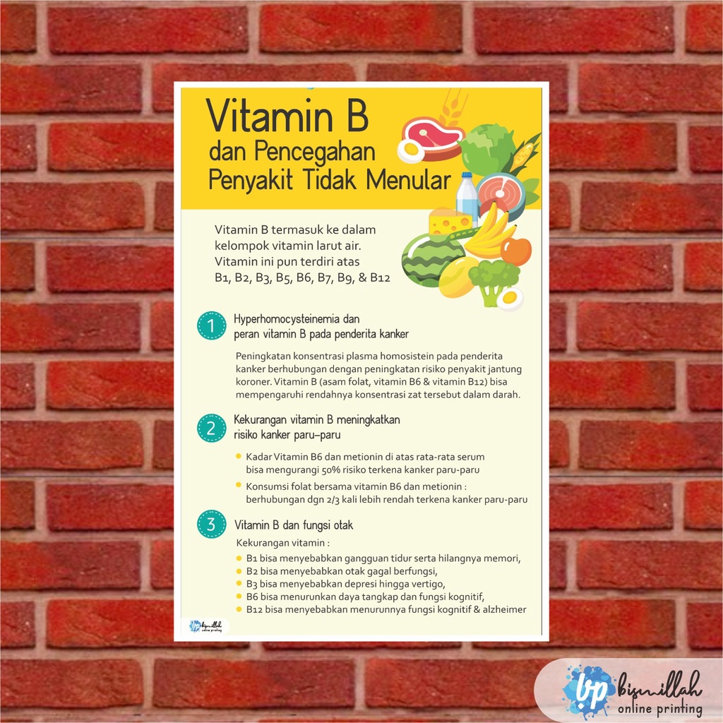 

Poster Kesehatan Vitamin B dan pencegahan penyakit tidak menular