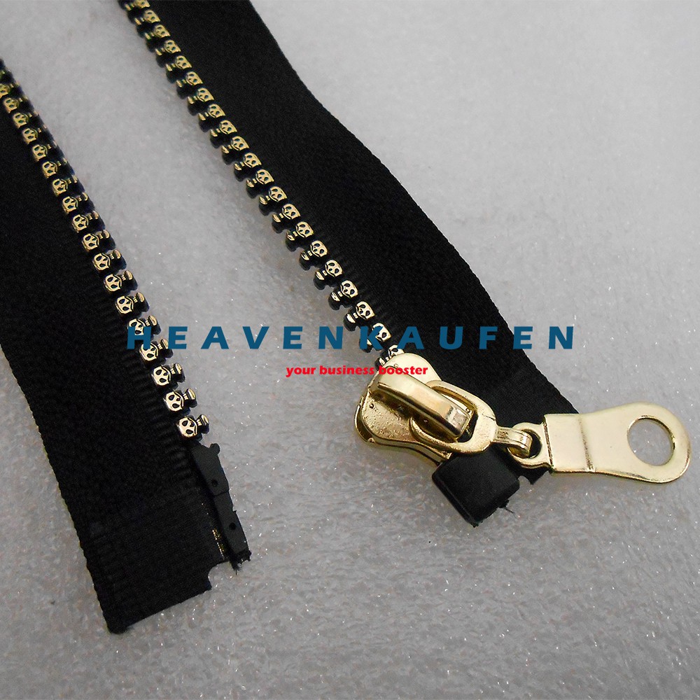 Resleting Zipper 80 cm Hitam - Gold Muda Vislon Variasi Kode A Untuk Abaya Gamis Busana Wanita Dll