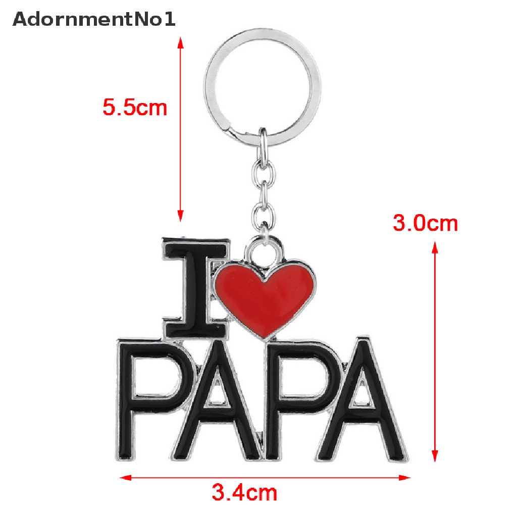 (AdornmentNo1) Gantungan Kunci Enamel Motif Tulisan I Love Mom / Dad Untuk Hadiah Ayah / Ibu