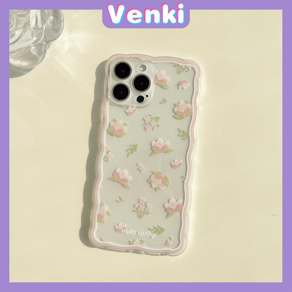 iPhone Case Silicone Soft Case Clear Case Wave Airbag Shockproof Camera Cover Protection Pink Flower Compatible For iPhone 11 iPhone 13 Pro Max iPhone 12 Pro Max iPhone 7 Plus xr