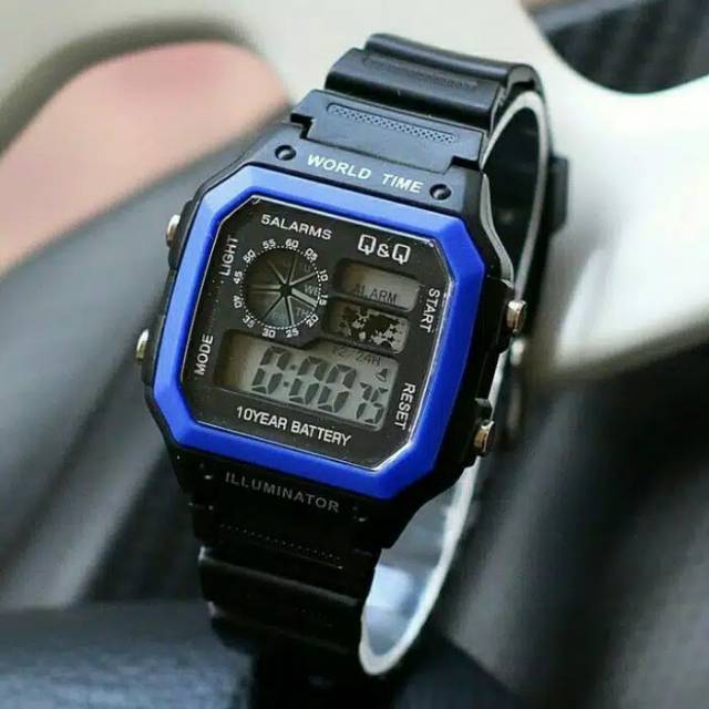 Jam Tangan Pria Q&amp;Q Digital Sergi Strap Rubber(Dikirim Dari Jakarta)