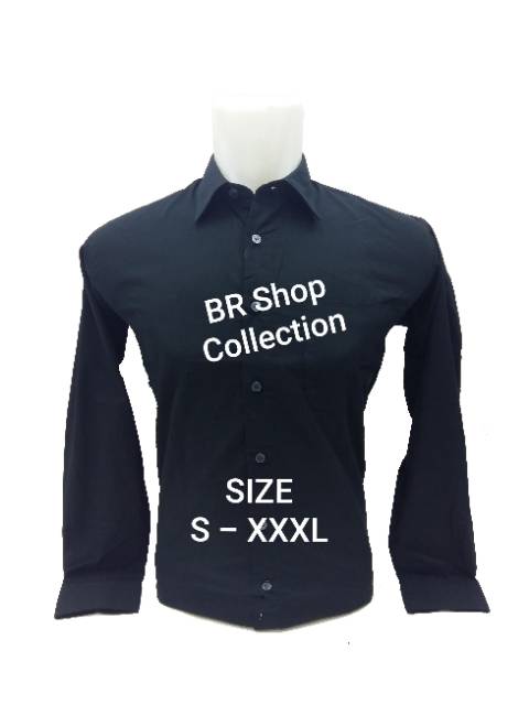 Kemeja polos slimfit putih hitam lengan panjang dan pendek jumbo big size S M L XL XXL XXXL 2XL 3XL